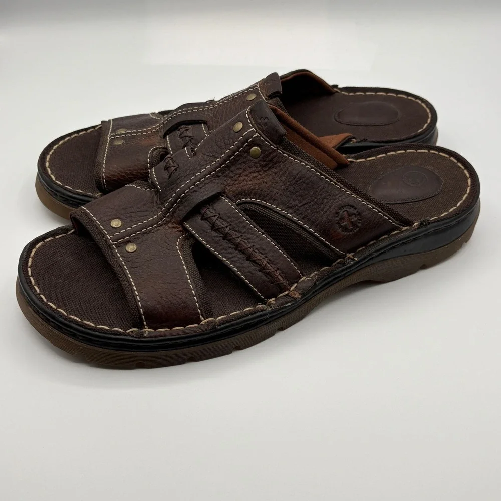 Dr. Martens Dax Sandals Mens Size 12 Brown Leather Slide Slip On Y2K Style - Picture 1 of 10